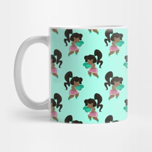 Boxer Girl Light Blue Pattern Mug